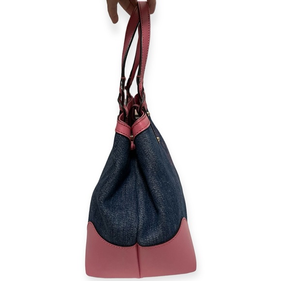 GUCCI Hawaii Tote Blue Denim Pink Leather Oversized Rare Vintage EUC - Picture 3 of 16